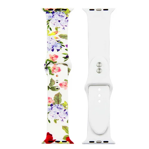 19 Ремешок с принтом для Apple watch 4 5 band 44 мм 40 мм iWatch 42 мм 38 мм силиконовый спортивный браслет ремешок Apple watch 4 3 2 1 Series 38 - Цвет ремешка: 19