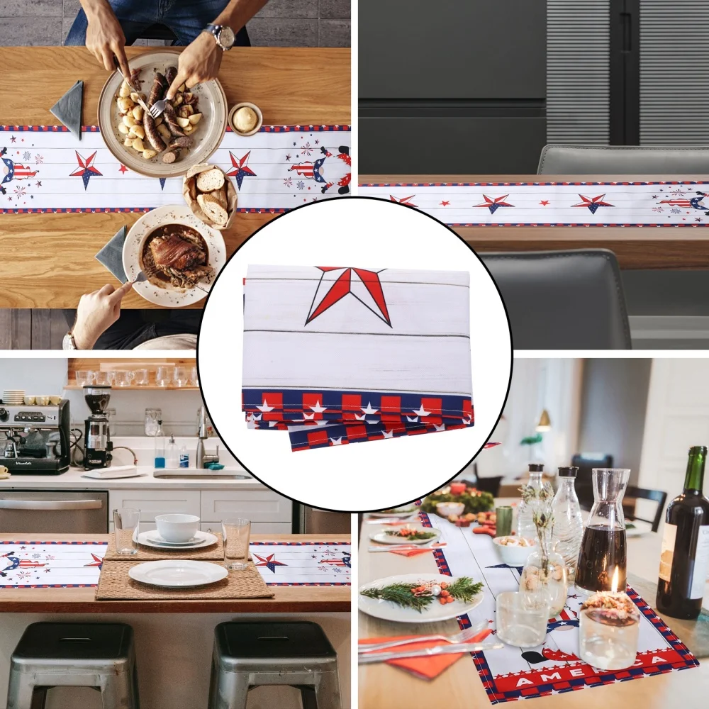 

1pc Tablecloth Cartoon Independence Day Pattern Table Runner Home Decoration