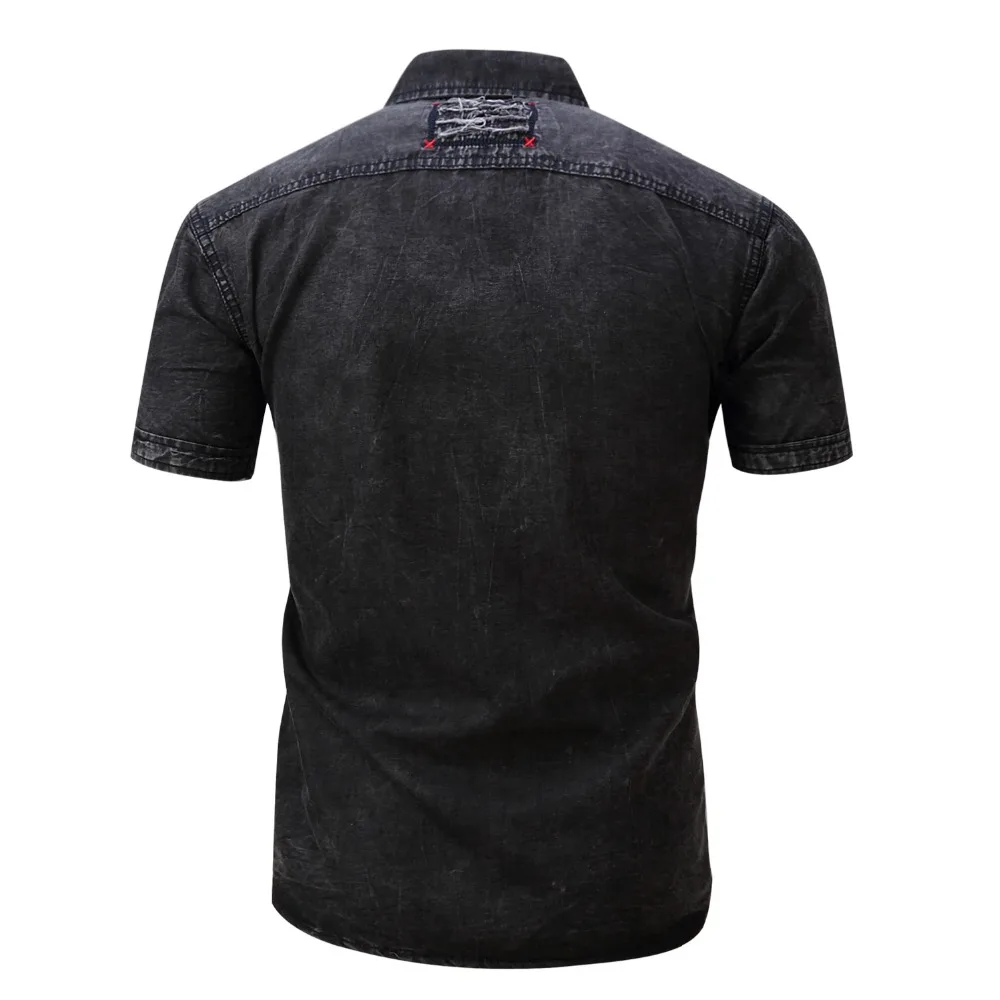 

New Fashion Brand Mens Shirt Big Size Short Sleeves Denim Shirt Men Long Sleeve Casual Dress Male Jean Solid Shirts Male