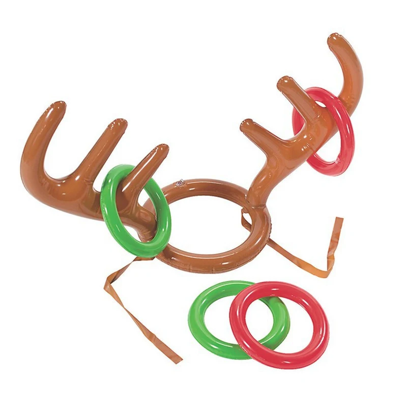 купить Christmas Inflatable Santa Funny Reindeer Antler Hat Toy Sports Outdoor Game Toss Christmas Gifts for Kids Inflated Toys в интернет-магазине