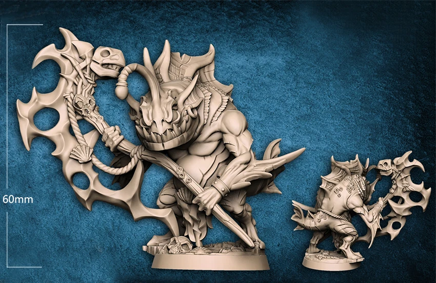 

60mm Resin Model Sea Monster Warrior Figure Unpainted No Color DW-064