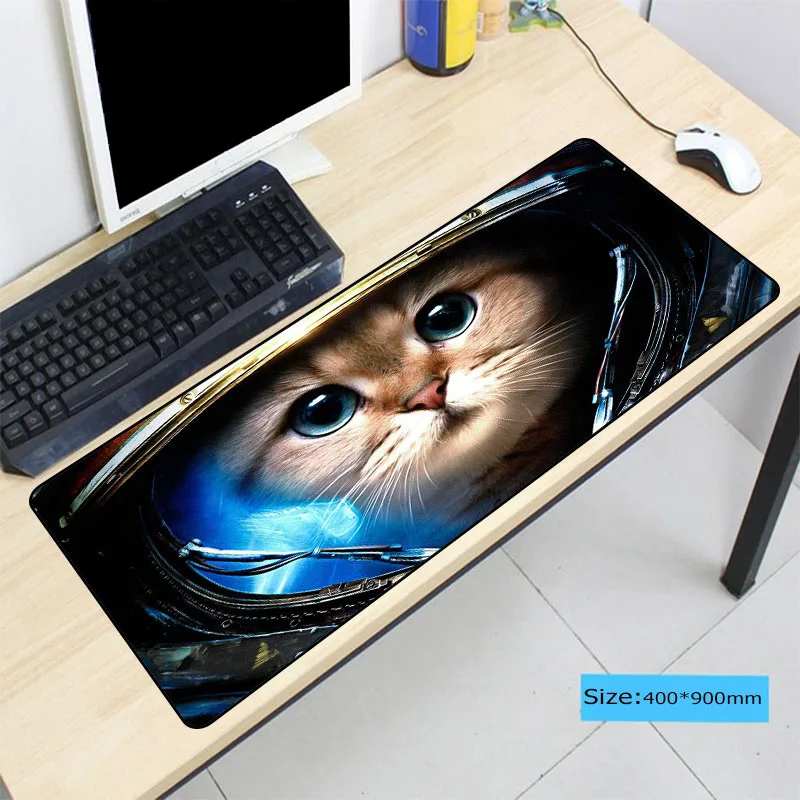 Большой резиновый коврик для мыши с рисунком кошки компьютерный ноутбук игровой