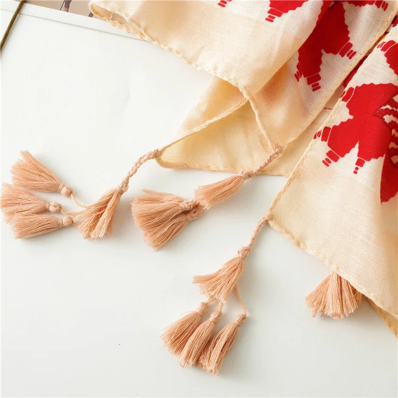 

Luxury Brand Autumn And Winter New Cotton Linen Scarf lady beach Sunscreen tassels Shawls Fashion style Oversize Print Scarves
