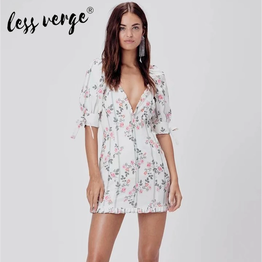 Женское платье с коротким рукавом Lessverge винтажное повседневное мини в стиле