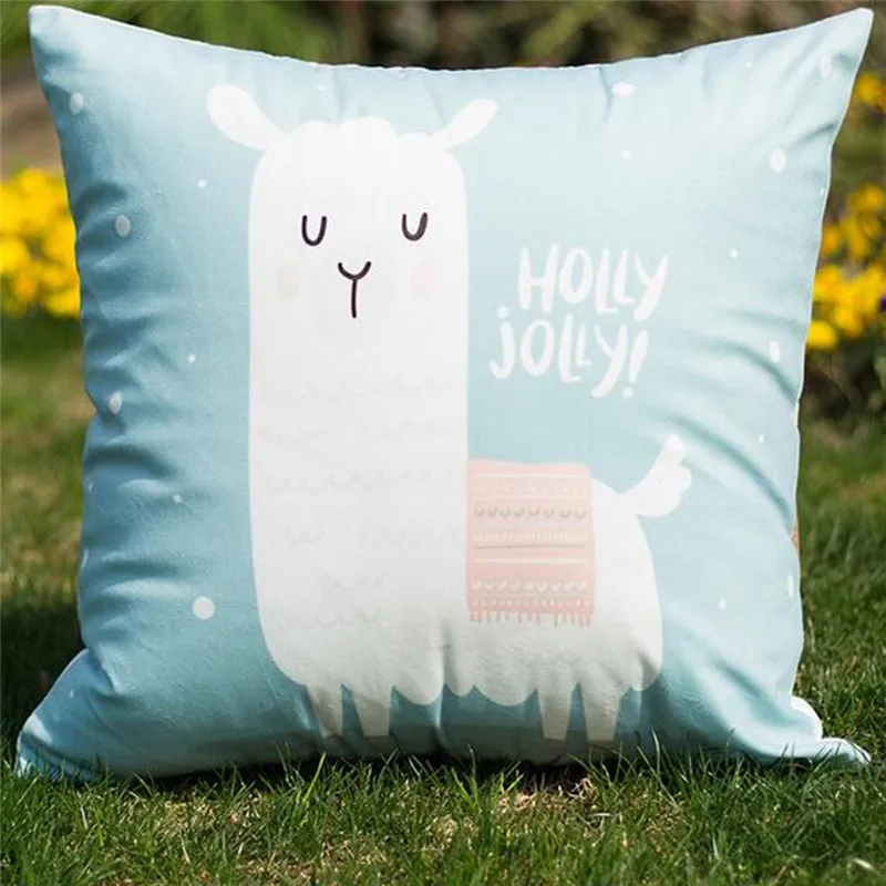 

Imixlot Cartoon Pillowcase Alpaca Printed Pillowcase Cute Living Room Sofa Cushion Cover Throw Cushion Decor
