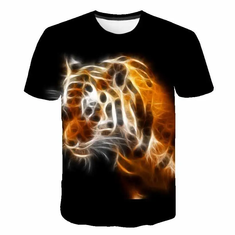 

2-16 Years Summer Kids Boys T Shirts Top Children Short Sleeve Tops Tees Clothes Baby Boy 3D Tiger Print T-Shirt Clothing