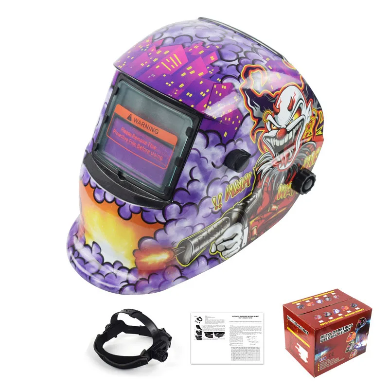 Автоматическая Сварочная маска клоуна меняющая цвет на солнечной