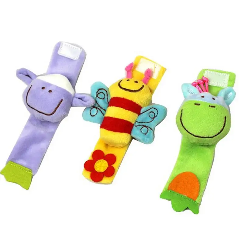 Infant Learning Toy Infant Newborn Baby Wrist Watchs Baby Toy Hand Wrist Strap Soft Animal Baby Rattles Christmas Gift