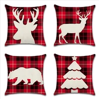 christmas lattice series tree deer bear printing pillow case home decoration linen sofa pillow cover car cushion cover 45cm45cm