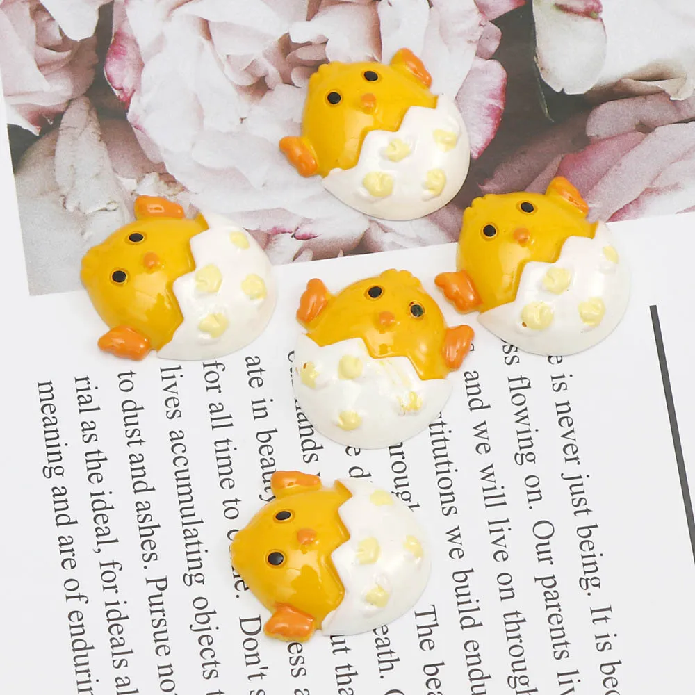 Симпатичные кабошоны из смолы с плоской задней стороной в виде желтых яиц курицы