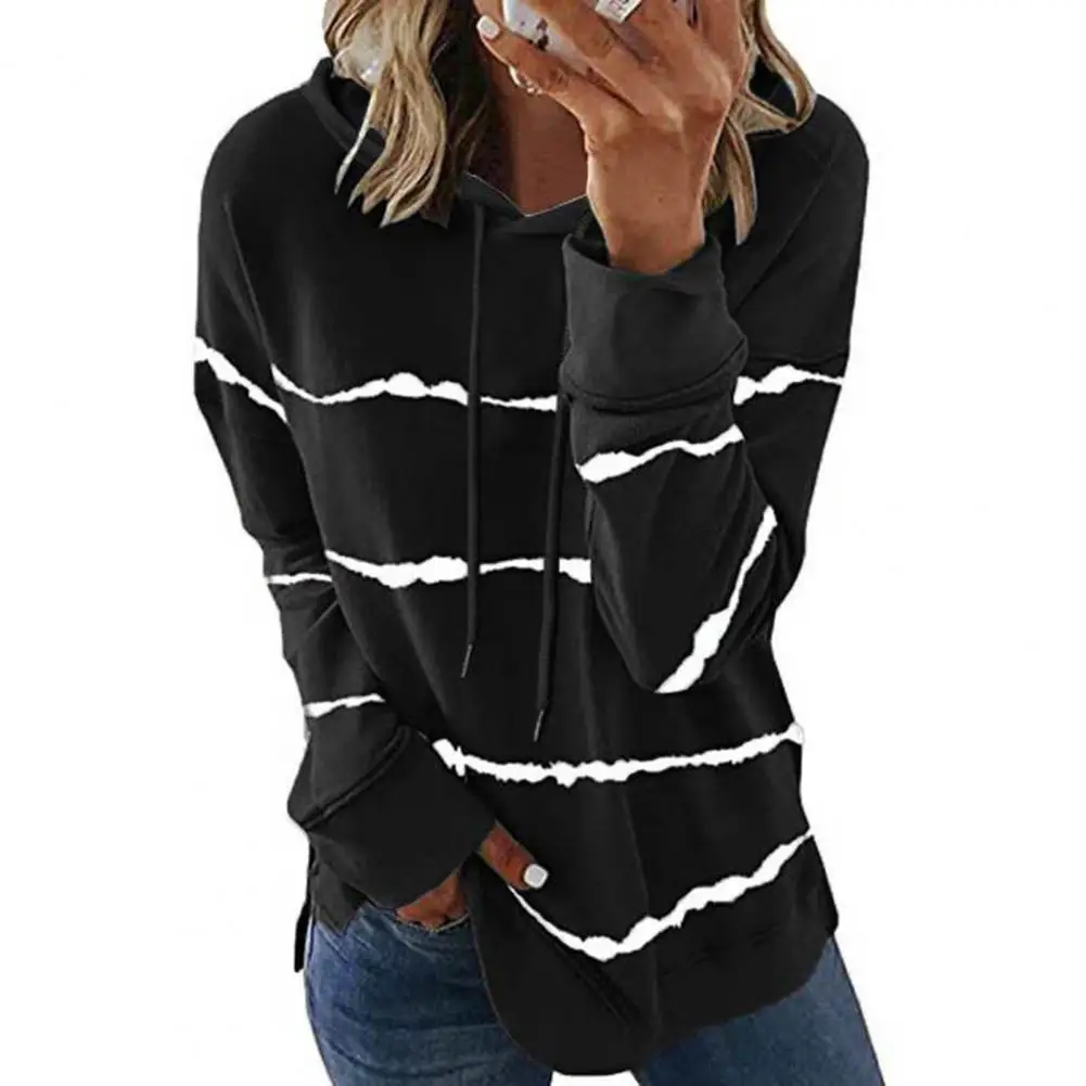 Tops Casual Long Sleeve Pullover Stripe Print Women Oversized Hoodie Sweatshirt for Shopping толстовка