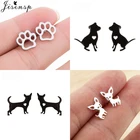 Серьги-гвоздики женские, из нержавеющей стали, в виде собачьей лапы