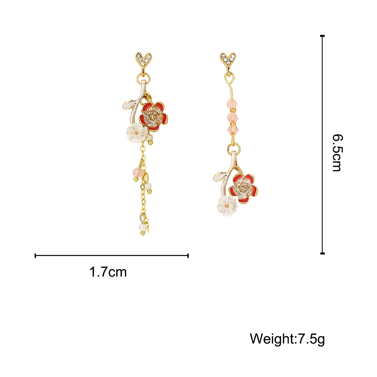 

AMORCOME 2021 New Korean Pink Flower Pendant Earrings Flower Long Tassel Earrings for Women Drop Earrings Jewelry Gift