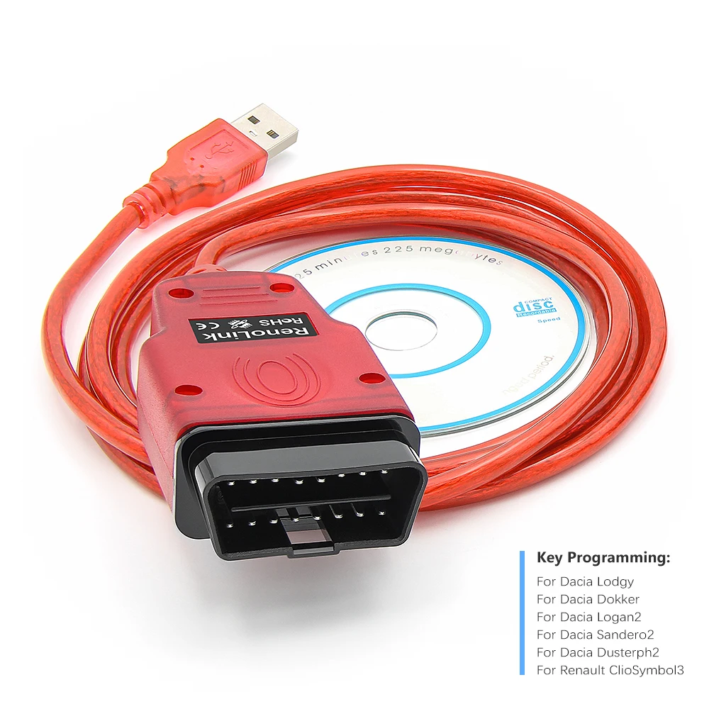 Лучший Renolink V1.98 для Renault OBD2 ECU Программатор Reno Link 1.87 диагностический кабель USB