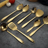 gold titanium stainless steel cooking tool spoon spatula cooker kitchen tool spatula spoon kitchenware kit utensils all
