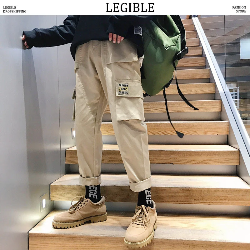 

Брюки-карго Мужские Винтажные, Джоггеры в стиле хип-хоп, Брюки с карманами, корейская мода, спортивные штаны, зимний комбинезон, хаки