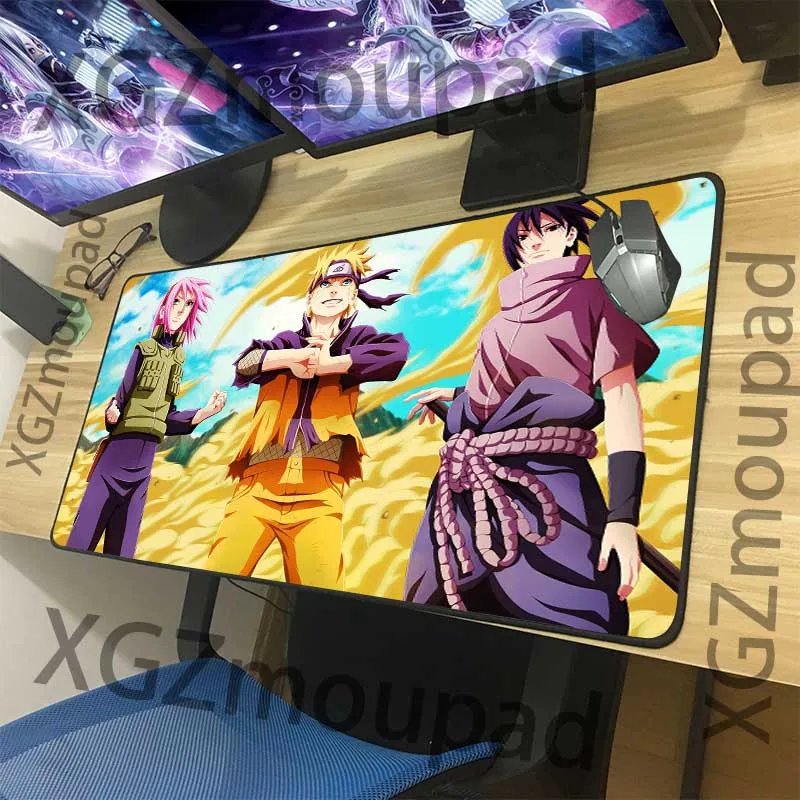 

XGZ Large Mouse Pad Gamer Black Locking Anime Sakura Sasuke Computer Desk Mat Rubber Non-slip Personalized Coaster