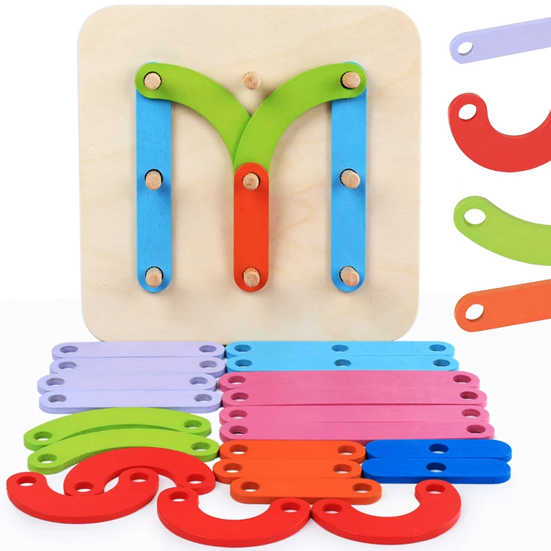

Geometric Alphabet Column Digital/Letter/Animal Puzzle Wooden Brain Teaser Children Imagination Educational Jigsaw Kids Toys