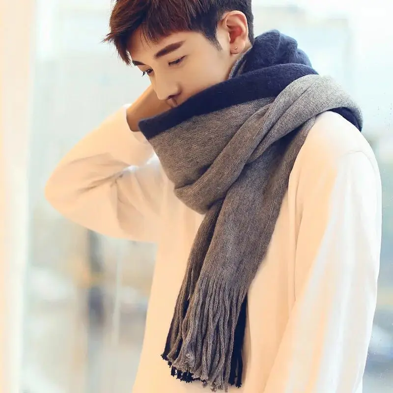 

Новинка, осенне-зимний шейный воротник для мужчин, корейский кашемировый цвет, Женская шаль яркого цвета, 200*40 см