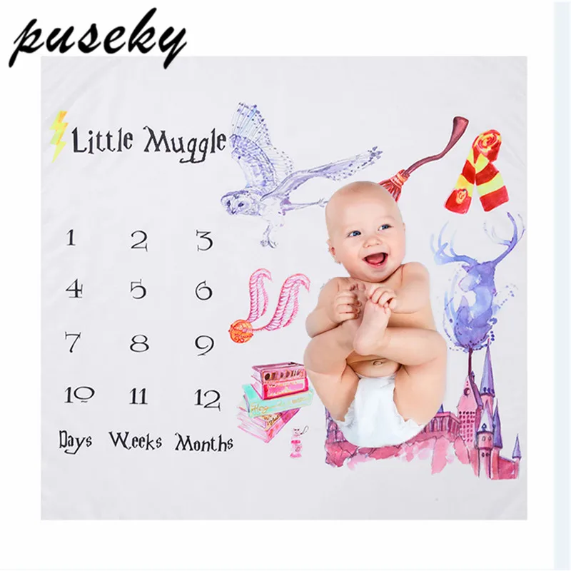Cartoon Pattern Puseky для новорожденных Детские Мягкий хлопок Одеяло s младенцев Цветочный принт веху Одеяло коврик опора на рост фото - Цвет: Cartoon Pattern