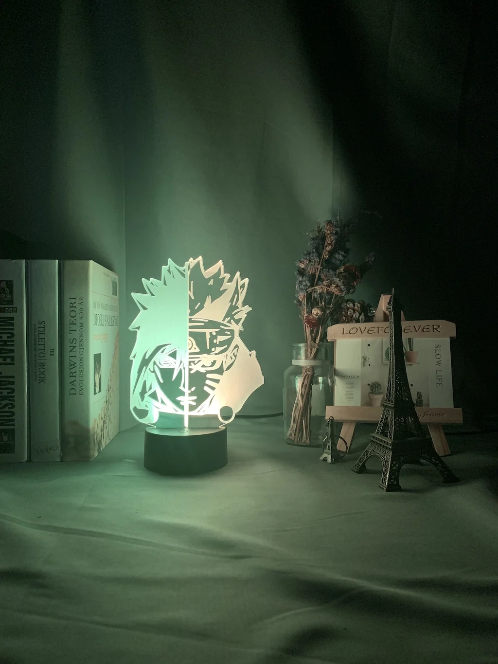 Светодиодная лампа Наруто Узумаки и Саске Учиха ночник с 3d иллюзией на половину