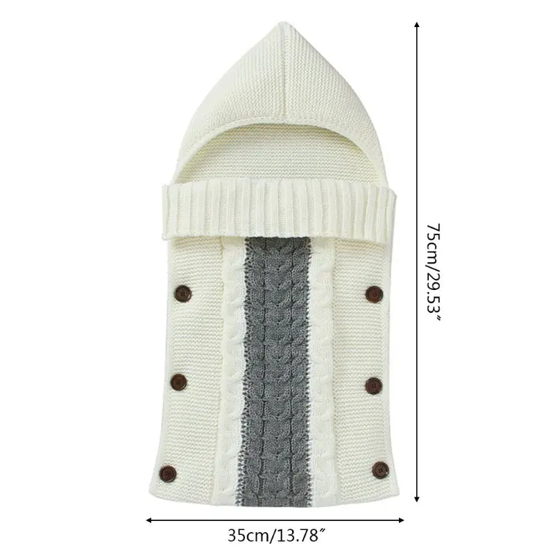 

Baby Hood Button Stroller Sleeping Bag Knitted Envelopes Autumn Winter Sleepsack Infant Newborns Swaddle Wrap Blanket