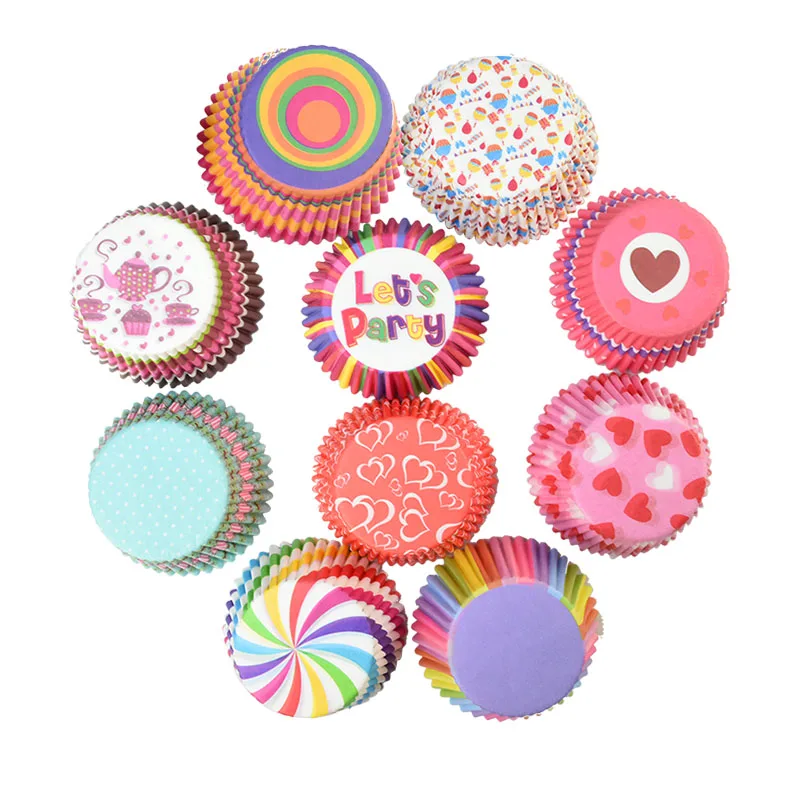 100 шт. Разноцветные бумажные чашки для кексов лайнер маффинов чехол выпечки