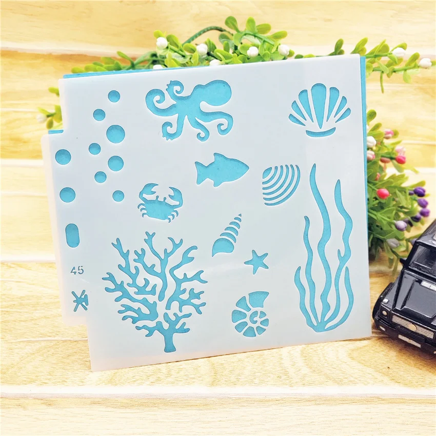 13*14 undersea Cover templat scrapbook stencils spray plastic mold shield DIY cake hollow Embellishment printing lace ruler |