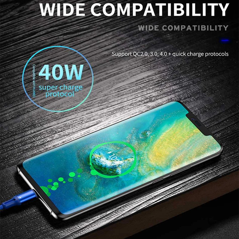 ROCK 2 м 5 м USB C кабель 5A Supercharge type C кабель для huawei p20 lite Быстрая зарядка кабель для samsung S9 8 Note
