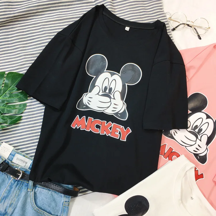 Disney Микки Маус Женская футболка Женская Мужская Минни с коротким рукавом летняя модная футболка для мальчиков и девочек