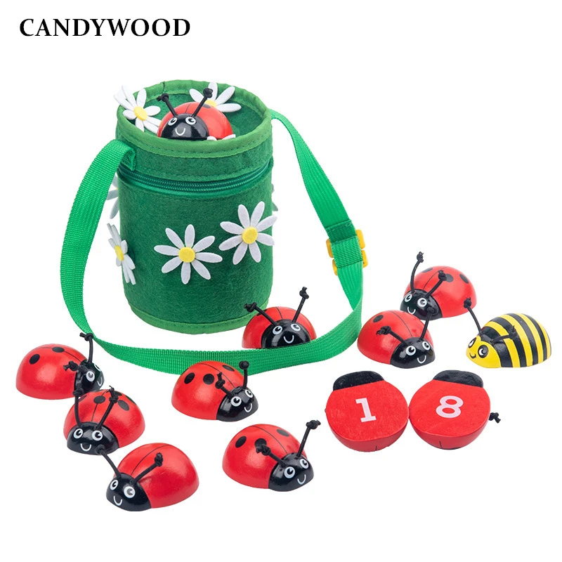 

Монтессори, Детские цифры, насекомые, помощь для раннего развития ребенка, обучение подсчёту, детские деревянные Математические Игрушки, об...