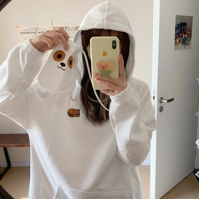 

Осенняя серия милый медведь толстовка женская Свободная корейская мода Ins простое BF тонкая японская шикарная в гонконгском стиле новинка ...