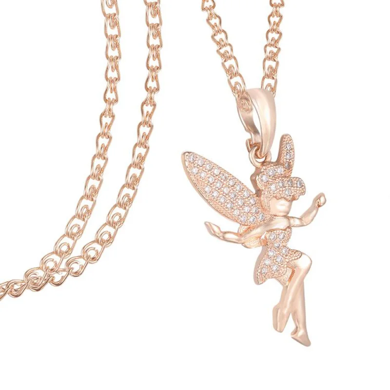 Женское колье с узором из кристаллов розового золота 585 пробы цепочкой |