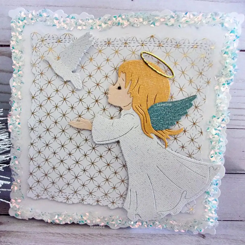 Angel Girl and Dove of Peace металлические резные штампы сюрприз кукла для девочки рукоделия