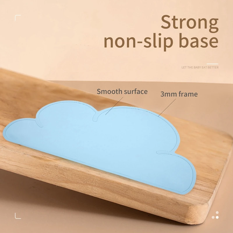Let's Make-Mantel Individual de silicona con forma de nube para ni&ntilde;os, alfombrilla de grado alimenticio resistente al calor, mantel port&aacute;til para mesa de comedor, 1 unidad-1