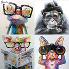 Алмазная картина 5D сделай сам, квадратнаякруглая, с изображением животных, для вышивки крестом, наборы для 3D вышивки крестиком, наклейки на стену