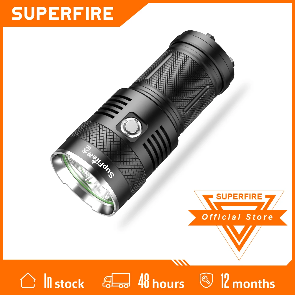 

SupFire M6 CREE XML2*3Pcs 30W powerful flashlight Ultra Bright LED torch 5 Modes Camping Fishing Lantern 4*18650 With Charger