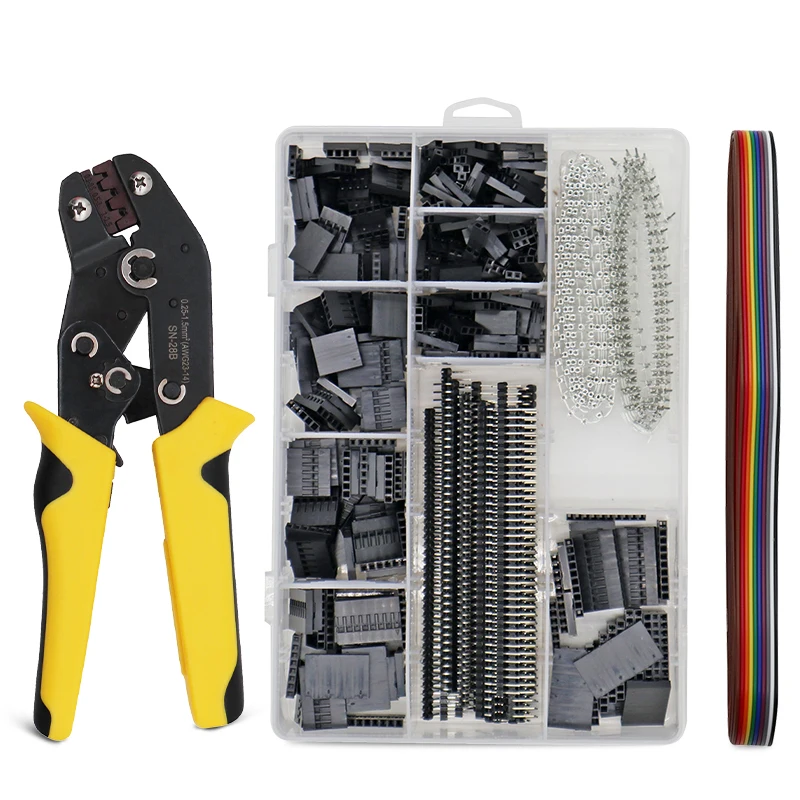 SN-28B ratchet Dupont Crimper plier with 1550pcs Dupont Connectors kit 0.25-1.0mm² 22-18AWG Dupont hand Crimping Tool set