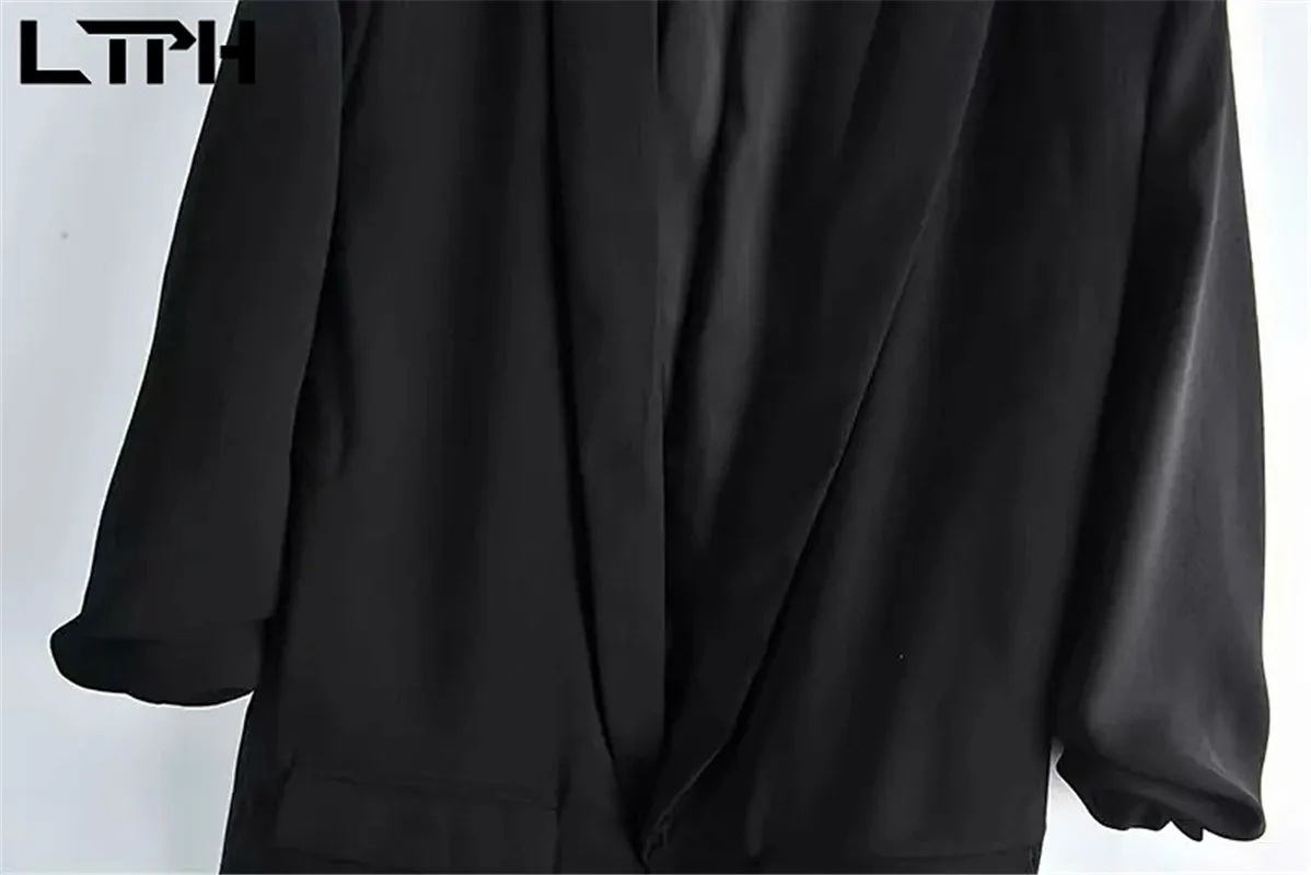 LTPH-Chaqueta delgada de longitud media para mujer, chaqueta informal sin cárdigan de botones, con bolsillos plisados, primavera 2021