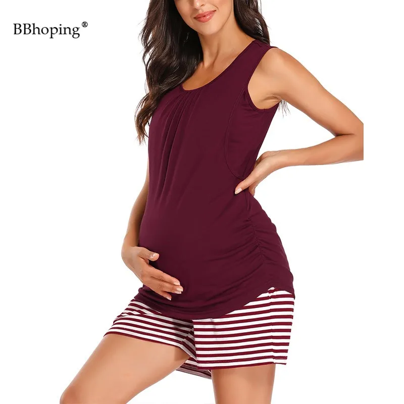 Комплект пижам для грудного вскармливания одежда сна топы без рукавов шорты