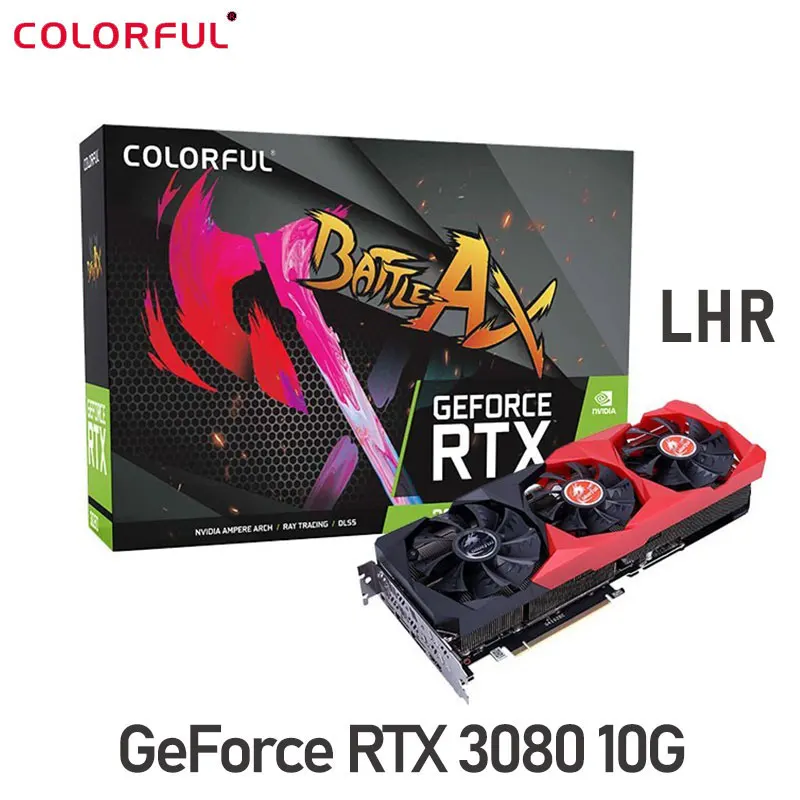 

Цветная видеокарта Raphic GeForce RTX 3080 10G LHR GDDR6X, графические карты 320 бит DP HDMI-совместимая PCI-E 4,0 GPU, игровые видеокарты