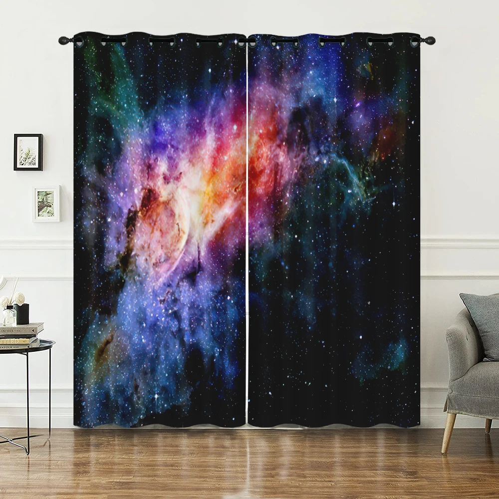 

Psychedelic Galaxy Nebula Printing Curtains Window Curtains Lightweight Decorative Panels Set of 2 Blackout and Sound Insulation