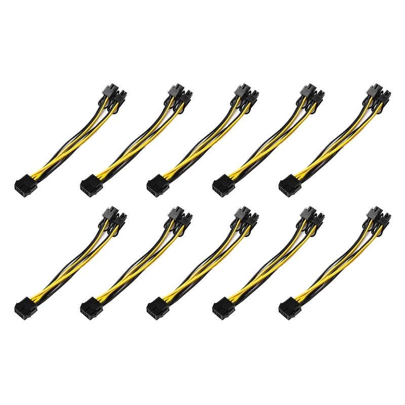 

10Pcs 8 Pin PCIE to Dual PCIE 8 (6+2) Pin Power Cable 20cm Motherboard Graphics Card PCI-E GPU Power Data Cable Splitter