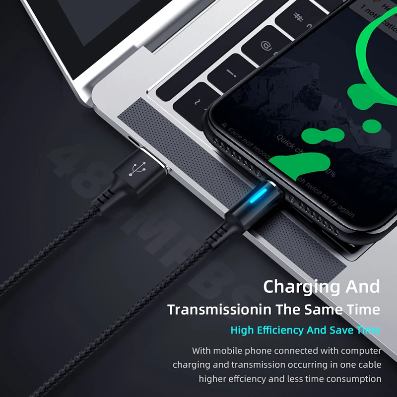 Кабель Micro USB type-C 5 А светодиодный шнур для быстрой зарядки и передачи данных Huawei