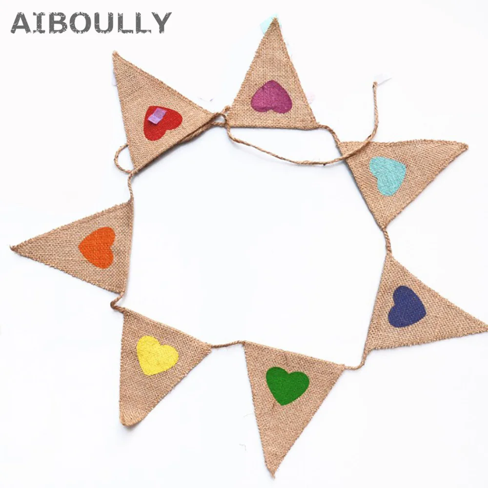 Баннер с радужными сердечками и льняным флагом висячая джутовая гирлянда для