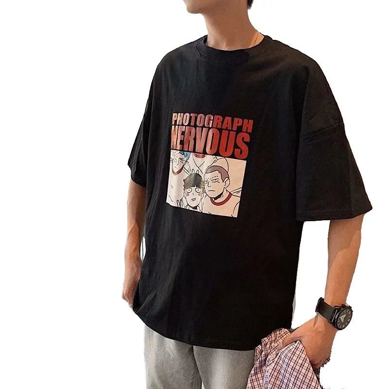 

Hip Hop T-shirts Short Sleeve Men's Shirt Kawaii Anime MAN SUMMER Cartoon Homme STREETWEAR Lovers Clothing SLEEV RETRO M-2xl