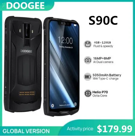 

Смартфон DOOGEE S90C 6,18 дюйма, IP68/IP69K, Helio P70 восемь ядер, 4 Гб + 128 ГБ, 5050 мАч, NFC, Android мобильный телефон