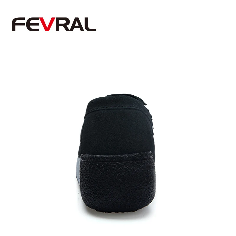 Модель FEVRAL 2021 года осенние модные женские лоферы на плоской платформе Женская