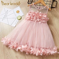 Bear leader/платье для девочек; сезон лето; коллекция года; Одежда для девочек без рукавов с вышитыми героями мультфильмов; нарядное платье для девочек; Одежда для девочек