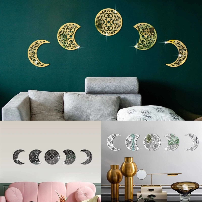 

5 шт., декоративные 3D-наклейки на стену в виде Луны